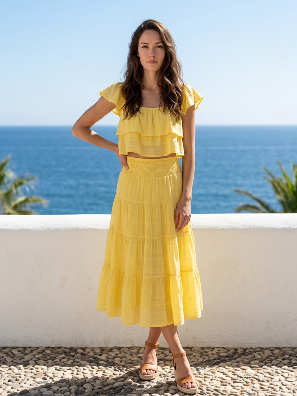 NWT Yellow Tiered Maxi Skirt - Lightweight Boho Style